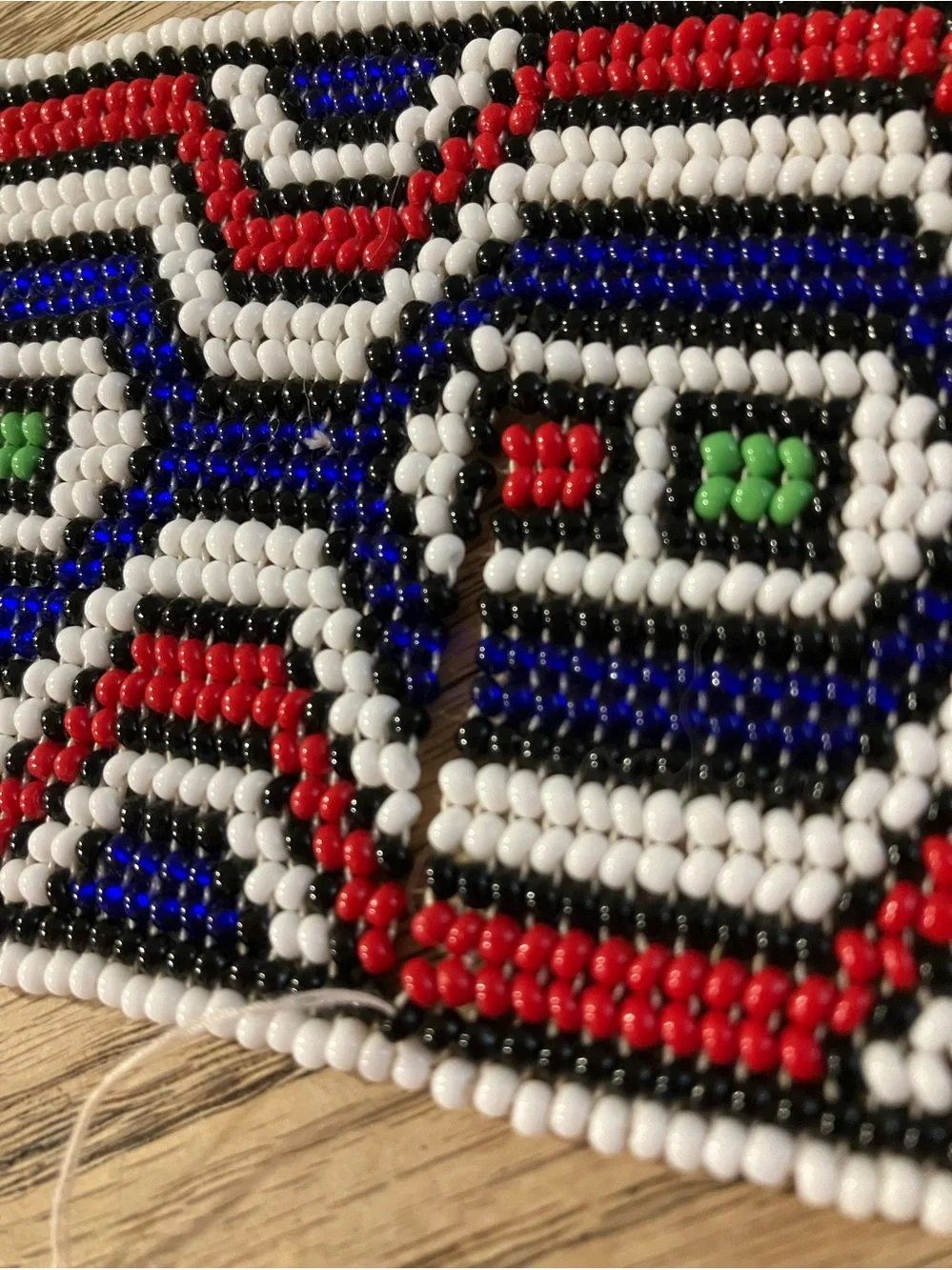 Handcrafted Beaded Neck Strap in Red, Green, Orange & Blue
